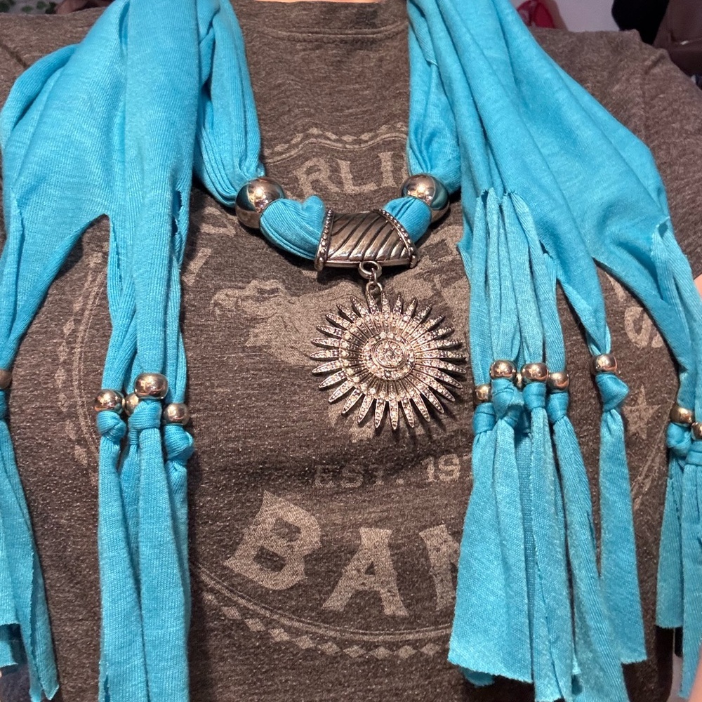 Turquoise Pendant Scarf
